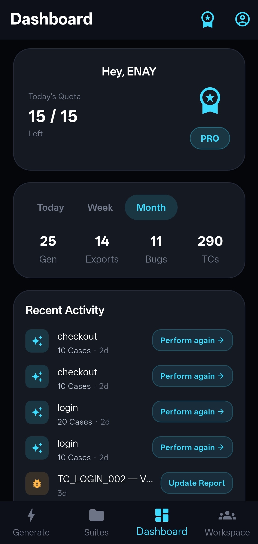 Productivity dashboard