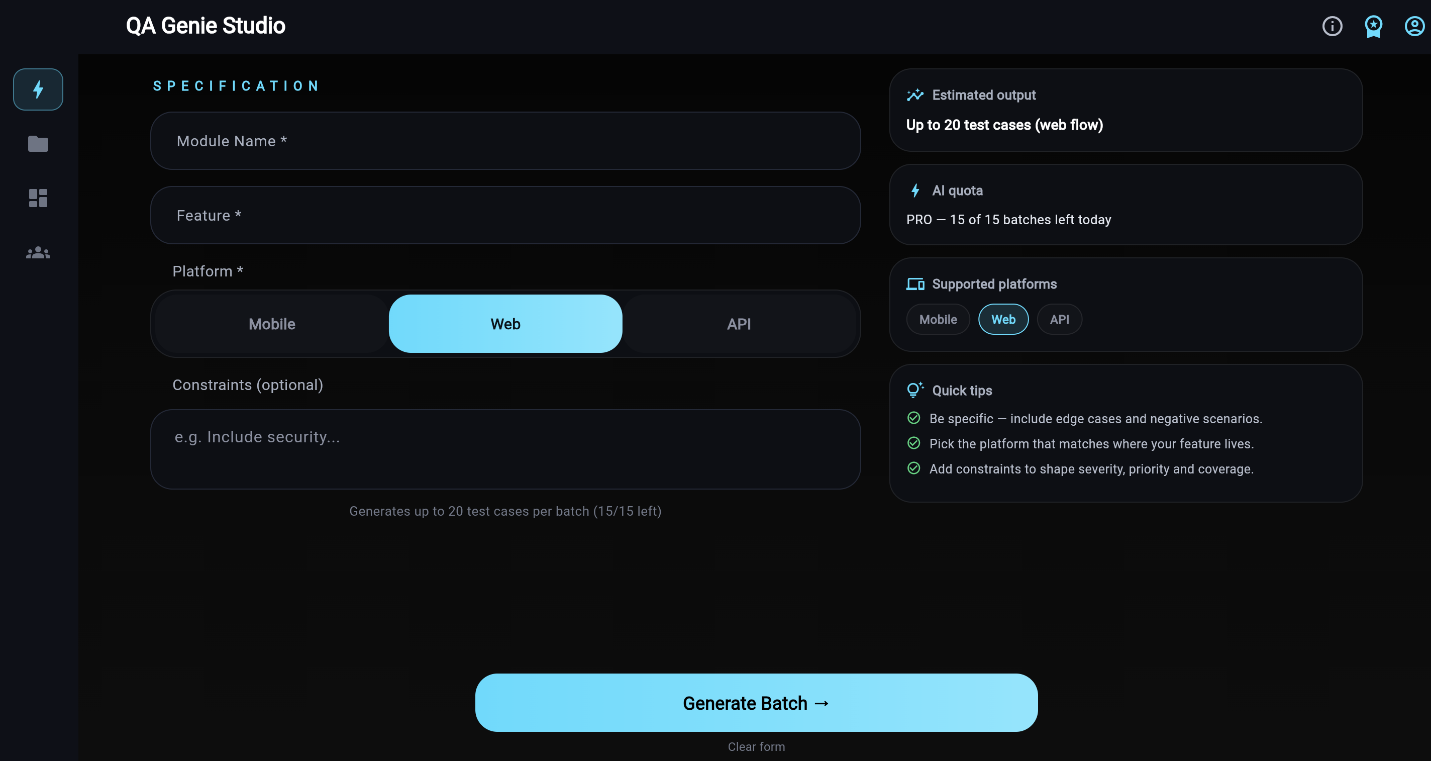 Web Companion — Generate test cases on desktop